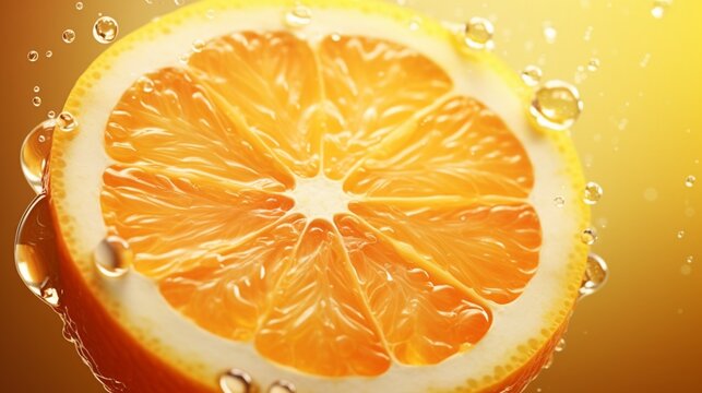 Create a stunning image of a juicy, sun-kissed orange on an isolated white background, capturing every glistening droplet of moisture.