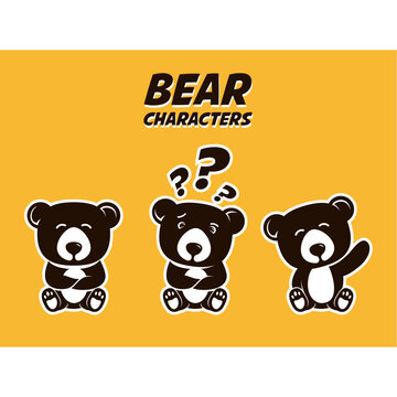 Teddy Bear Cartoon Character With Different Expression Vector Graphic