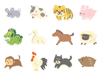 十二支のかわいいイラスト素材セット