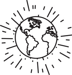 Icon Earth Shiny Adventure Object Vintage Line Art