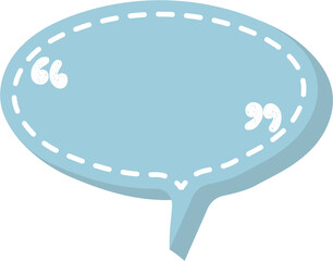 Colorful pastel blue color speech bubble balloon with quotation marks icon sticker memo keyword planner text box banner, flat png transparent element design