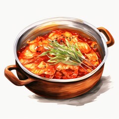 Kimchi korean food drawing illustration of traditional cuisine spicy pickle savory cabbage