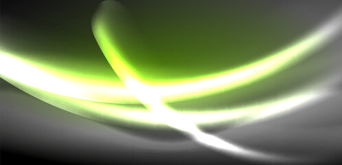 Neon-lit waves surge across background, mesmerizing dance of luminescence and motion. Dynamic backdrop captures essence of energy and modern aesthetics