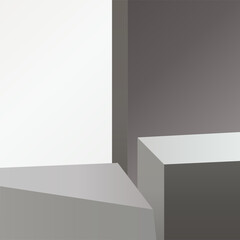 Fototapeta premium 3d background pedestal podium geometric abstract vector illustration. Stand to show your product. Stage showcase. Gray platform vector. Product display presentation, rendering. Futuristic wall scene.