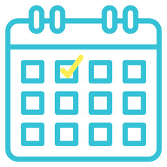  check, calendar, date, schedule, time and date, planning Icon, Line color style icon vector illustration, Suitable for website, mobile app, print, presentation, infographic and any other project.