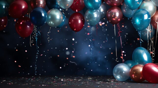 Colorful balloons on a dark background