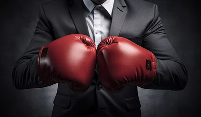 Foto op Canvas Businessman wearing boxing gloves © Virtual Art Studio