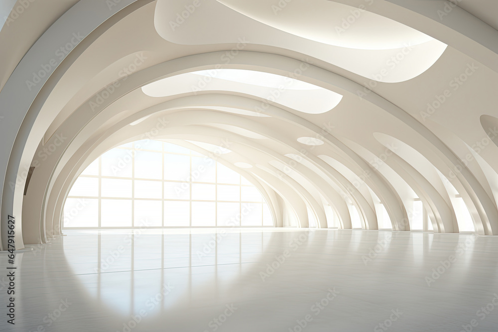 Aufkleber abstract architecture modern design. white contemporary and minimalist architecture building with em