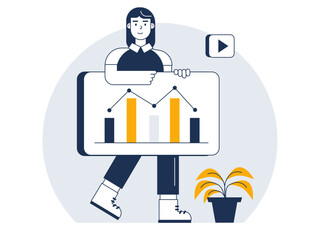 Flat vector design of statistics and data analysis. Modern flat design illustration of data analysis. Vector illustration of analysis.