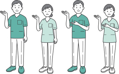 案内をする歯科医男女
