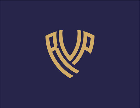 RVP creative letter shield logo design vector icon illustration