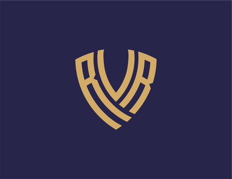 RVR creative letter shield logo design vector icon illustration