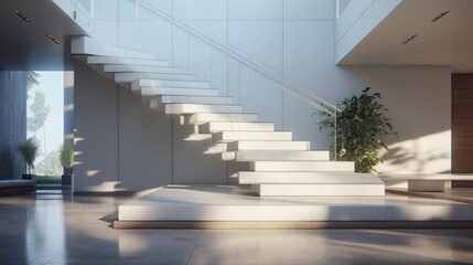 Minimalistic stairs in modern villa interior 8k,