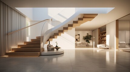 Minimalistic stairs in modern villa interior 8k,