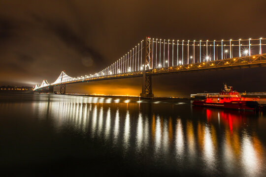 Oakland bay bridge San Francisco CA at night