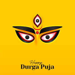  Durga Face in Happy Durga Puja, Dussehra, and Navratri Celebration Concept for Web Banner, Poster, Social Media Post, and Flyer Advertising	