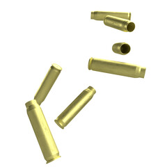 The gold cartridge or gun bullets png image 3d rendering
