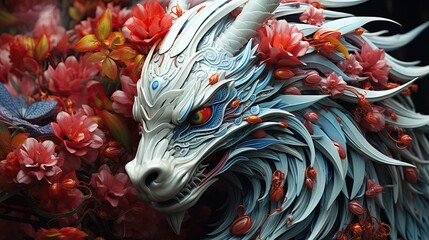 White Chinese Dragon Statue