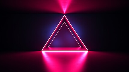 Dark neon pink triangle with modern geometry