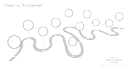 empty roadmap business project timeline diagram Infographic roadmap template for business. 11 week modern Timeline weekly diagram calendar with presentation vector infographics transparent background.