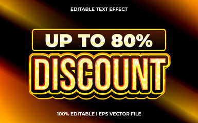 Discount text effect editable video cover and banner text style, 3d typography template