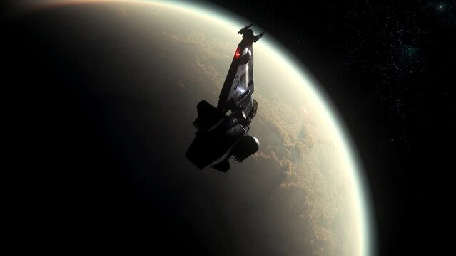 Spaceship Over Planet