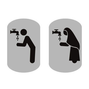 simple ablution icon design template vector muslim men and women symbol logo