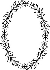 Black and white drawing of a wreath of leaves. Floral Wreath Clipart Black White Images.