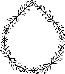 Black and white drawing of a wreath of leaves. Floral Wreath Clipart Black White Images.