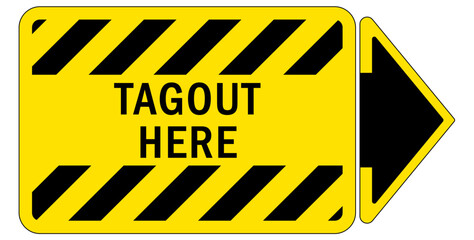 Lock out point sign and labels tagout here
