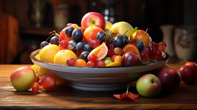 "Create an image that highlights the vibrant colors of a bowl filled with mixed stone fruits."