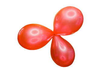 3 Red Helium Balloons For Birthday Festival Holiday Object On White Background Isolated
