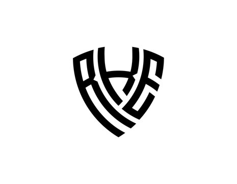 RKE creative letter shield logo design vector icon illustration