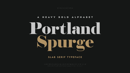 Introducing Portland Spurge: An Elegant Typeface for Timeless Designs. Elevate Your Titles with the Rich, Golden Elegance. Vector stylish alphabet.