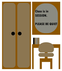 Illustration of a chair and table set up for home schooling