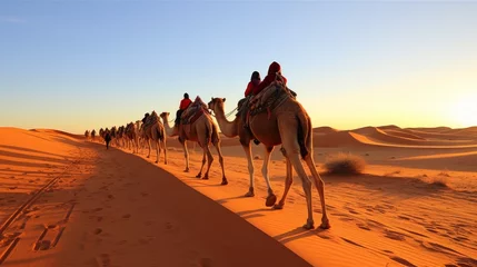 Foto op Plexiglas Guided camel visits within the sahara forsake in Dubai Joined together middle easterner Emirates Oman Bahrain merzouga Morocco Tunisia © Akbar