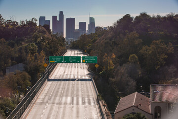 Empty city of Los Angeles during covid 19 and corona virus