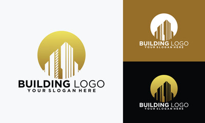 Elegant minimal line art Building logo. This logo icon incorporate with abstract rectangle shape in the creative way.