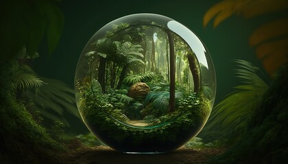 summer green tropical forest glass ball Ai generate