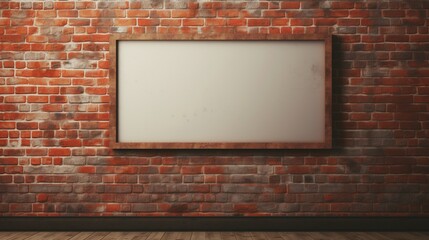 Create a visually enchanting scene of a blank frame mockup, encapsulating timeless allure on a brick wall.