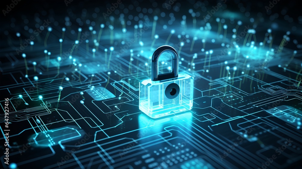 Poster the concept of endpoint security in the field of cyber security. a detailed, blue micro scheme or ci