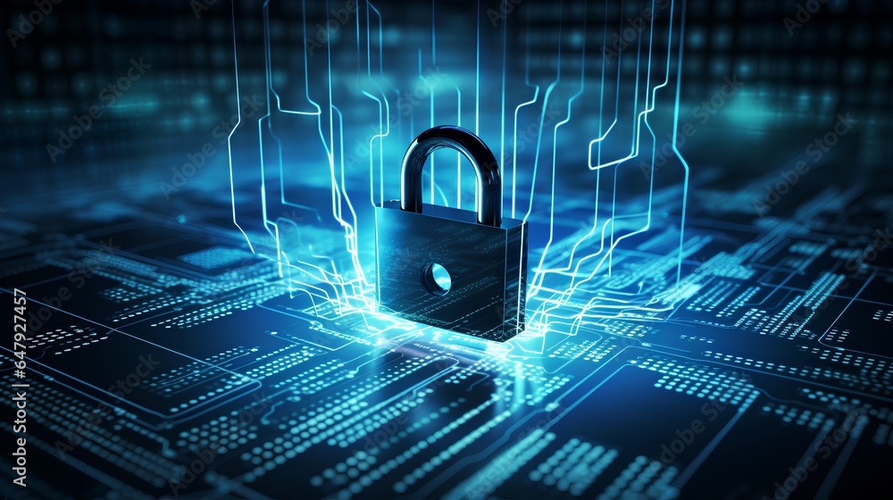 Poster the concept of endpoint security in the field of cyber security. a detailed, blue micro scheme or ci