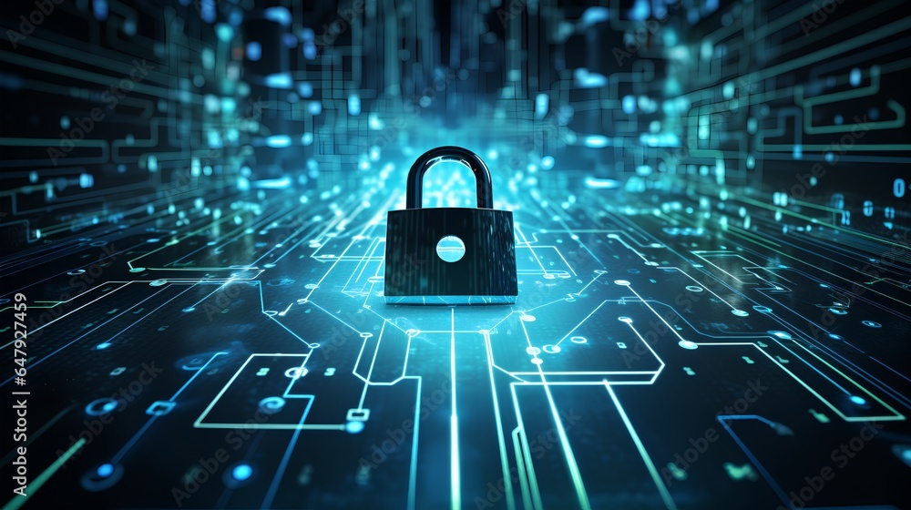 Poster the concept of endpoint security in the field of cyber security. a detailed, blue micro scheme or ci