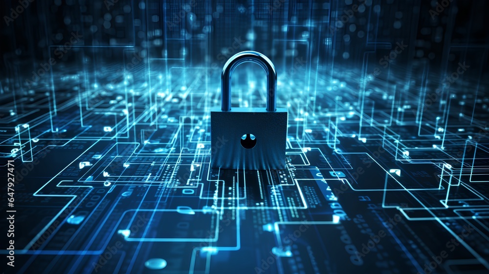 Poster the concept of endpoint security in the field of cyber security. a detailed, blue micro scheme or ci