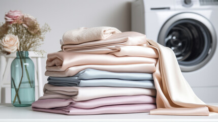 A stack of silk pastel linens