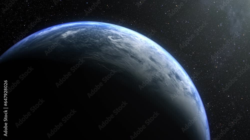 Poster a cinematic rendering of planet earth with vibrant blue sky atmosphere as view from space