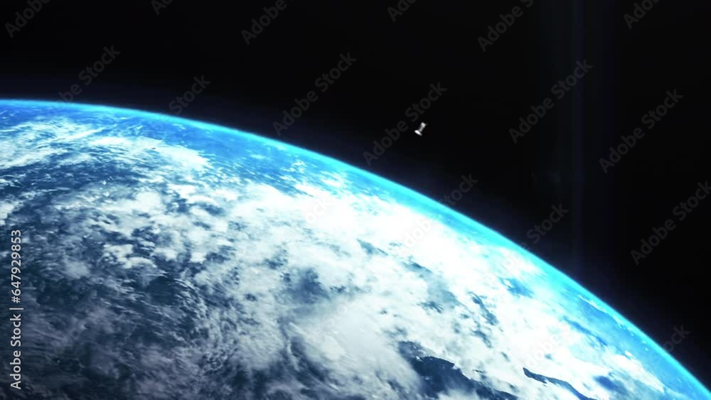 Wall mural a cinematic rendering of planet earth with vibrant blue sky atmosphere as view from space