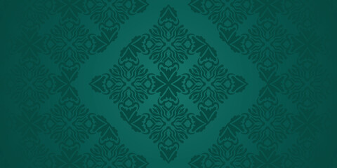 Arabic motif green background. Mandala motif background, abstract mandala pattern. Luxurious ornament in traditional Arabic style. Green abstract floral mosaic background texture.