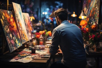 A man in artist studio, Generate with Ai.