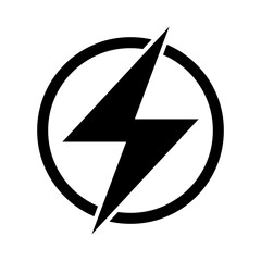 Lightning icon illustration  electric power vector logo design element. Lightning bolt sign in the circle.  - obrazy, fototapety, plakaty